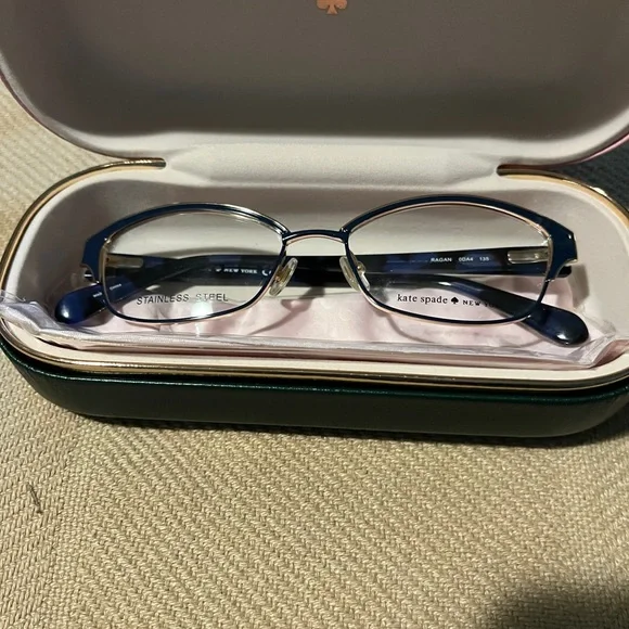 Kate Spade Blue Half-Rim Glasses with Case NWOT - Picture 2 of 9